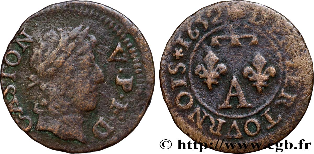 DOMBES - PRINCIPALITY OF DOMBES - GASTON OF ORLEANS Denier tournois, type 13 VG/VF