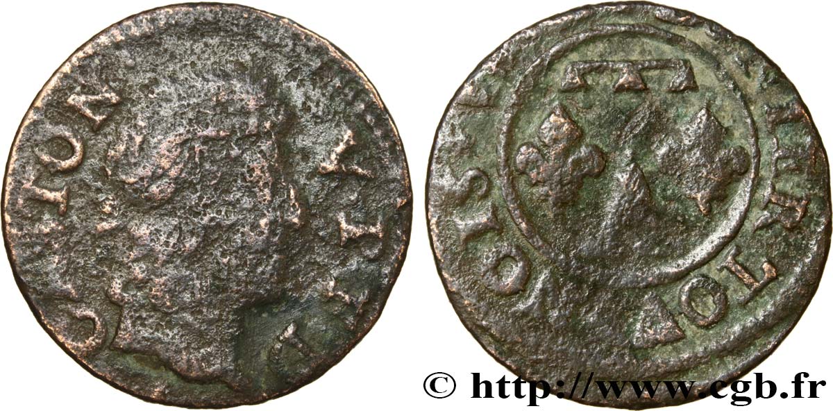 DOMBES - PRINCIPALITY OF DOMBES - GASTON OF ORLEANS Denier tournois, type 13 F