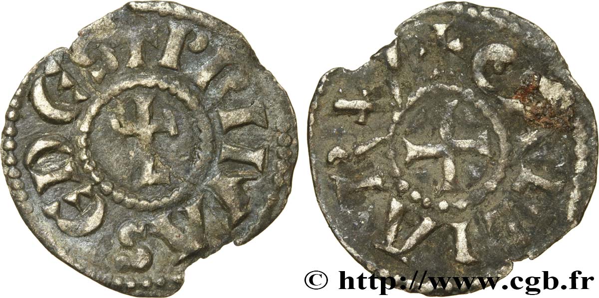 ARCHBISCHOP OF LYON - ANONYMOUS COINAGE Denier VF/VF