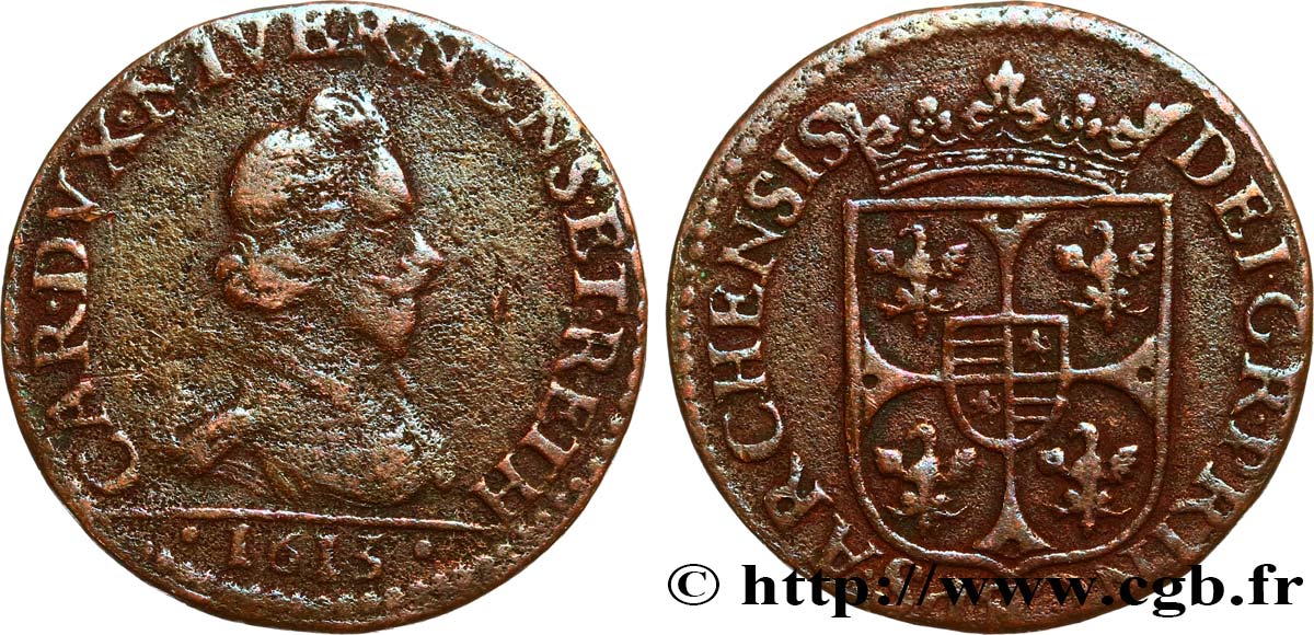 ARDENNES - PRINCIPALITY OF ARCHES-CHARLEVILLE - CHARLES I GONZAGA Liard, type 3B VF/XF