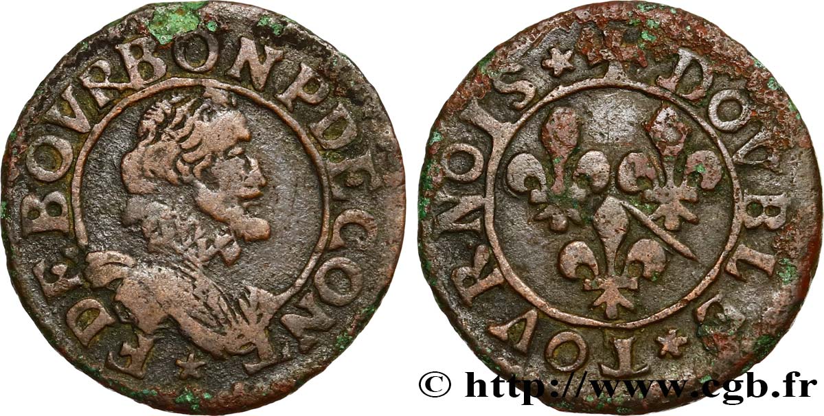 PRINCIPALITY OF CHATEAU-REGNAULT - FRANCIS OF BOURBON-CONTI Double tournois, type 15, buste A F