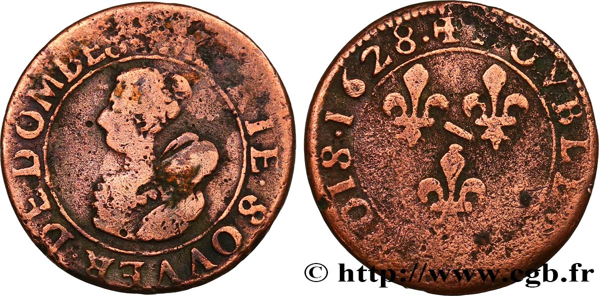 DOMBES - PRINCIPAUTÉ DE DOMBES - MARIE DE BOURBON-MONTPENSIER Double tournois TB