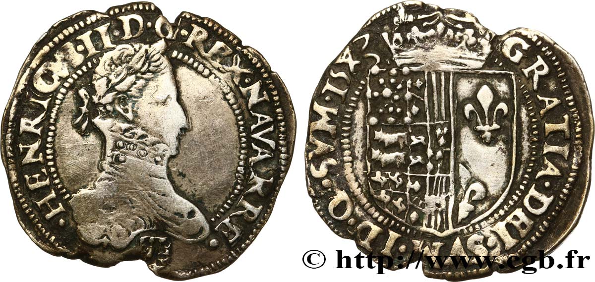 KINGDOM OF NAVARRE - HENRY III Demi-franc fSS/fVZ