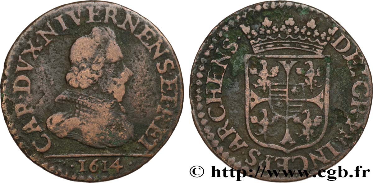 ARDENNES - PRINCIPAUTY OF ARCHES-CHARLEVILLE - CHARLES I OF GONZAGUE Liard, type 3B VF/VF