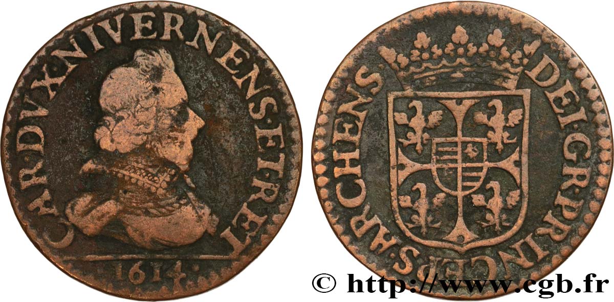 ARDENNES - PRINCIPAUTY OF ARCHES-CHARLEVILLE - CHARLES I OF GONZAGUE Liard, type 3B MB/q.BB