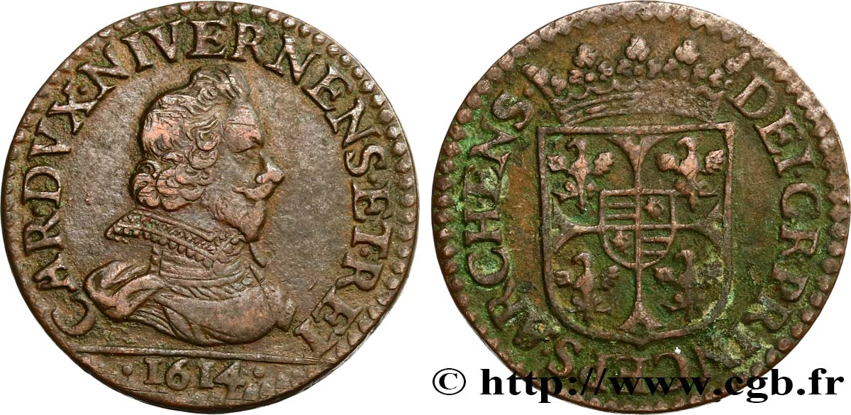 ARDENNES - PRINCIPAUTY OF ARCHES-CHARLEVILLE - CHARLES I OF GONZAGUE Liard, type 3B XF/AU