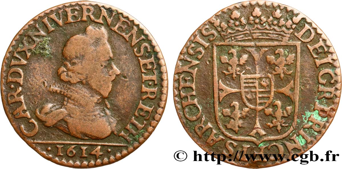 ARDENNES - PRINCIPAUTY OF ARCHES-CHARLEVILLE - CHARLES I OF GONZAGUE Liard, type 3B MB/q.BB