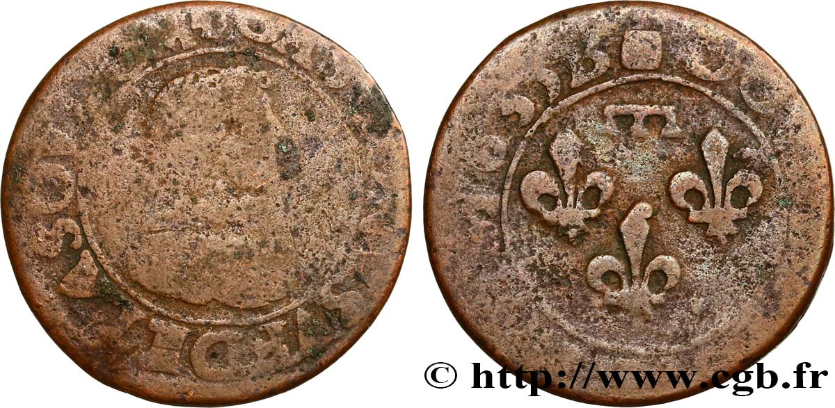 PRINCIPAUTY OF DOMBES - GASTON OF ORLEANS Double tournois, type 8 VG