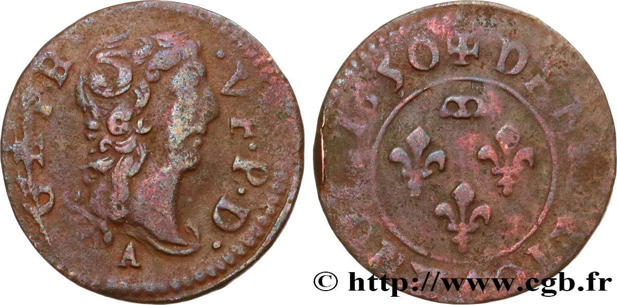 DOMBES - PRINCIPAUTÉ DE DOMBES - GASTON D&nbsp;ORLÉANS Denier tournois, type 9 TB