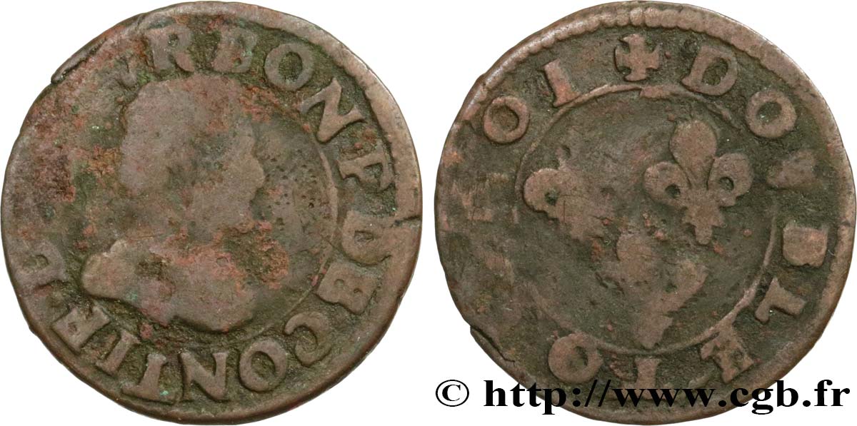 PRINCIPALITY OF CHATEAU-REGNAULT - FRANCIS OF BOURBON-CONTI Double tournois, type 18 VG