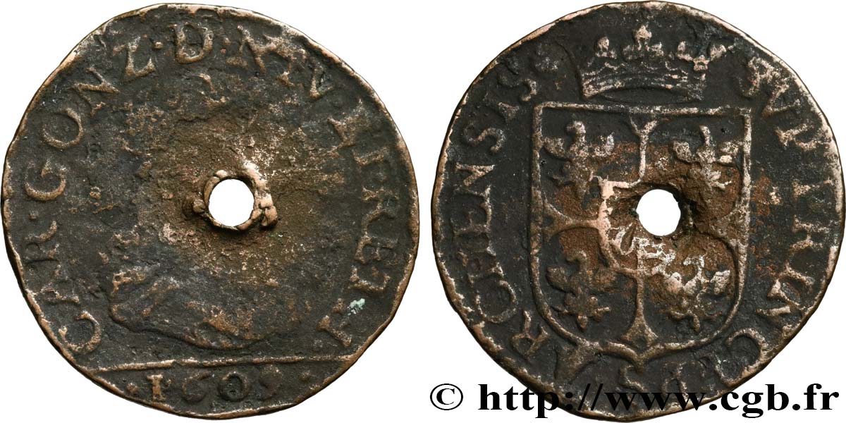 ARDENNES - PRINCIPAUTY OF ARCHES-CHARLEVILLE - CHARLES I OF GONZAGUE Liard, type 3 B