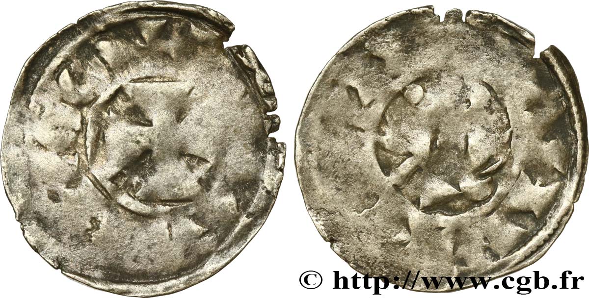 BRITTANY - COUNTY OF PENTHIÈVRE - ANONYMOUS. Coinage minted in the name of Etienne I  Denier VG