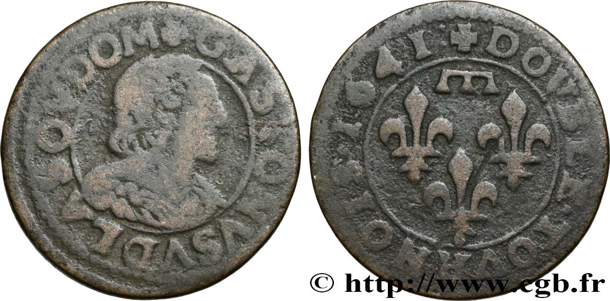 PRINCIPAUTY OF DOMBES - GASTON OF ORLEANS Double tournois, type 14 RC+/BC