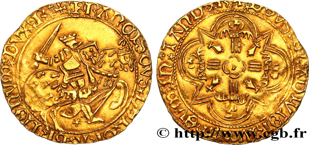 BRITTANY - DUCHY OF BRITTANY - FRANCIS I AND FRANCIS II Cavalier d or ou franc à cheval ou florin d or AU/XF