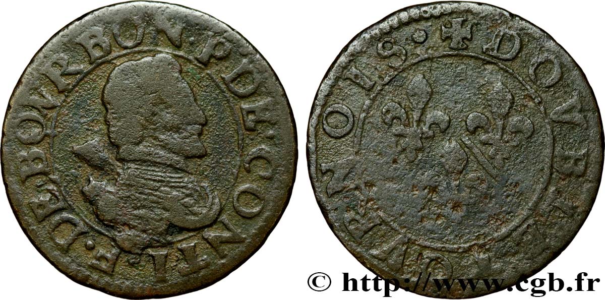 PRINCIPALITY OF CHATEAU-REGNAULT - FRANCIS OF BOURBON-CONTI Double tournois, type 18 F/VG