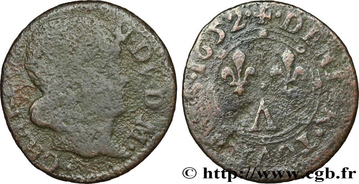 ARDENNES - PRINCIPAUTY OF ARCHES-CHARLEVILLE - CHARLES II OF GONZAGUE Denier tournois, type 3 VG