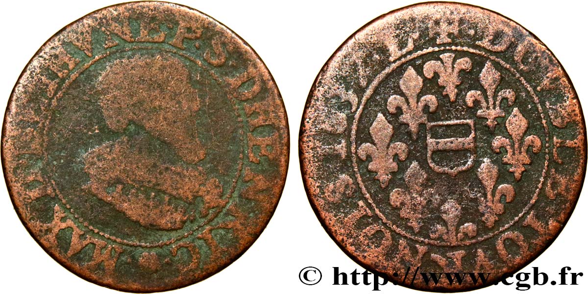 BERRY - PRINCIPAUTÉ DE BOISBELLE-HENRICHEMONT - MAXIMILIEN DE BÉTHUNE, DUC DE SULLY Double tournois, type 3 VG/XF