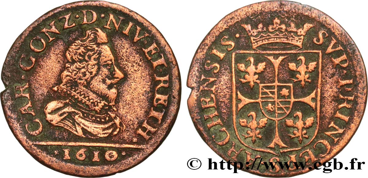 ARDENNES - PRINCIPAUTY OF ARCHES-CHARLEVILLE - CHARLES I OF GONZAGUE Liard, type 3A MBC/BC+