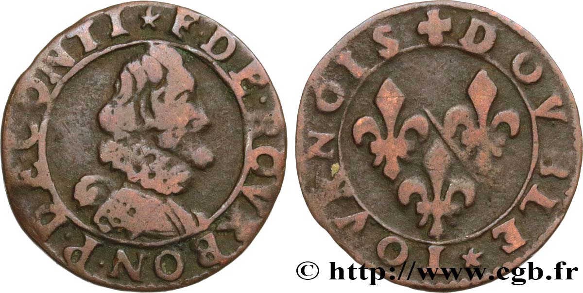 PRINCIPALITY OF CHATEAU-REGNAULT - FRANCIS OF BOURBON-CONTI Double tournois, type 12 VF