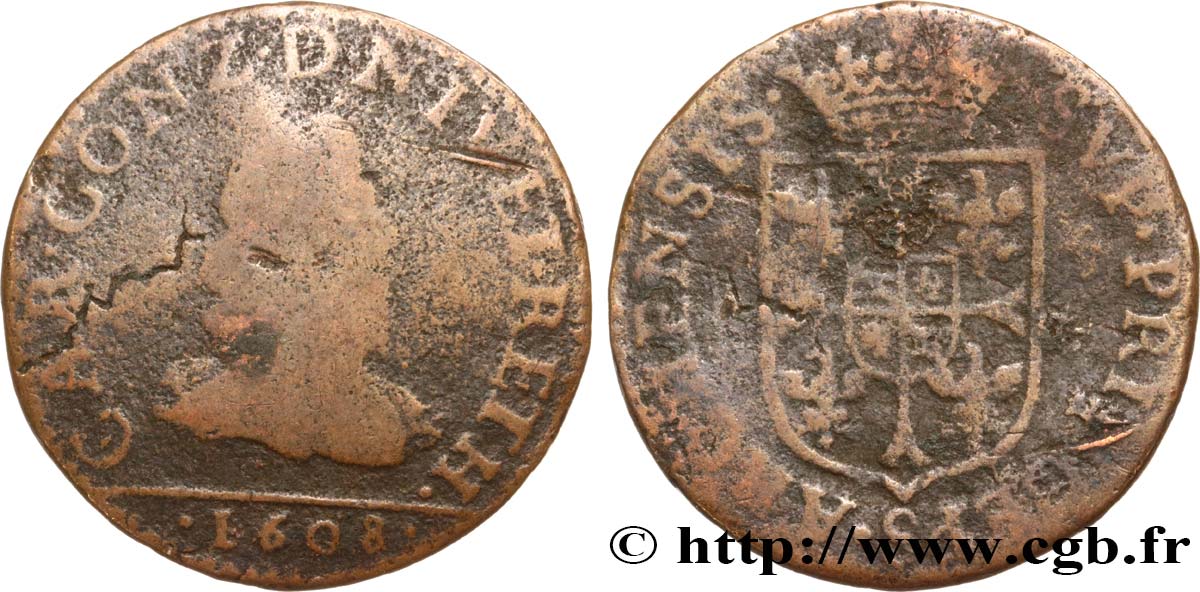 ARDENNES - PRINCIPAUTY OF ARCHES-CHARLEVILLE - CHARLES I OF GONZAGUE Liard, type 2B B