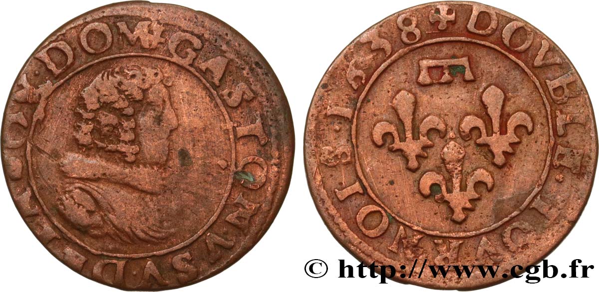 PRINCIPAUTY OF DOMBES - GASTON OF ORLEANS Double tournois, type 8 F