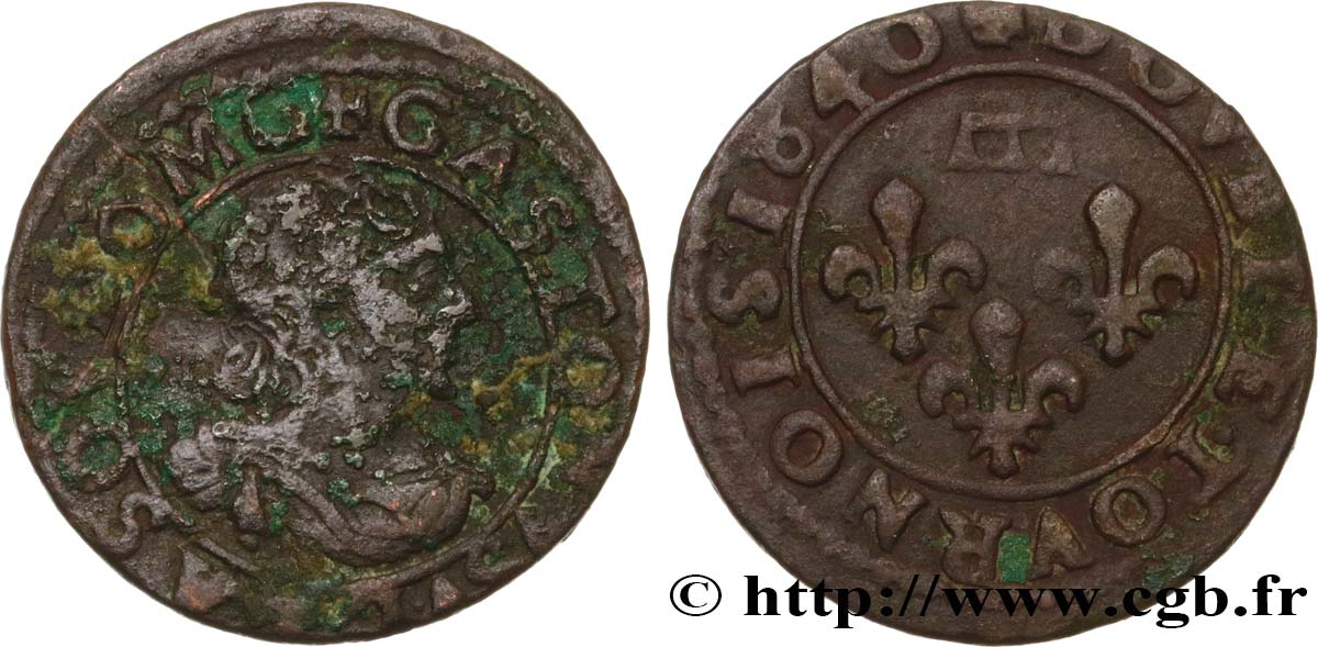 PRINCIPAUTY OF DOMBES - GASTON OF ORLEANS Double tournois, type 14 fSS/SS