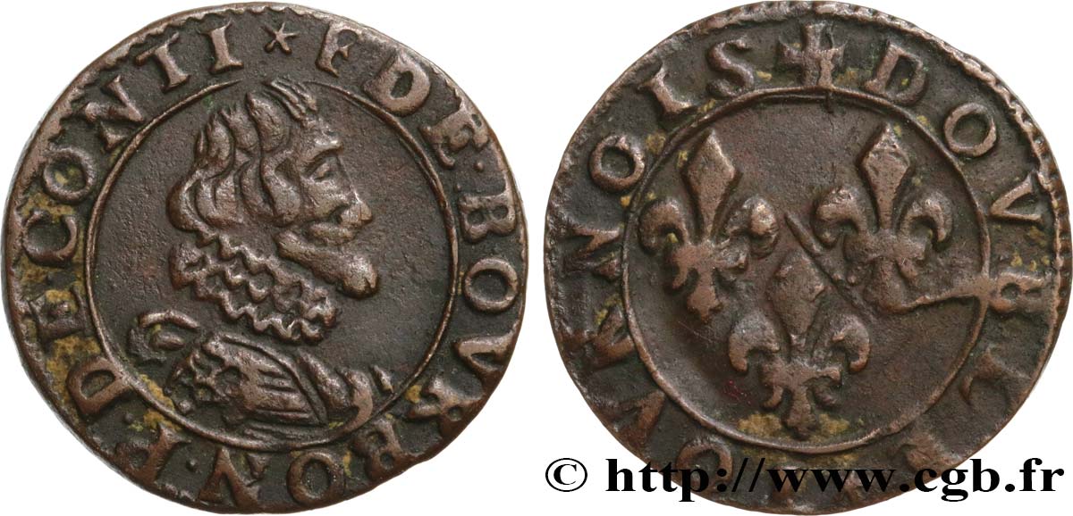 PRINCIPALITY OF CHATEAU-REGNAULT - FRANCIS OF BOURBON-CONTI Double tournois, type 12 XF/VF