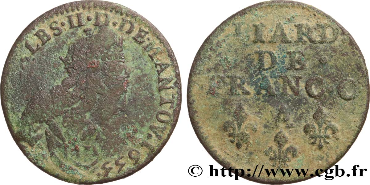 ARDENNES - PRINCIPAUTY OF ARCHES-CHARLEVILLE - CHARLES II OF GONZAGUE Liard, type 4 VF