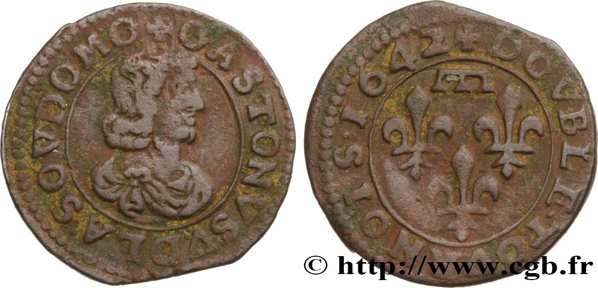 PRINCIPAUTY OF DOMBES - GASTON OF ORLEANS Double tournois, type 16 S/fSS