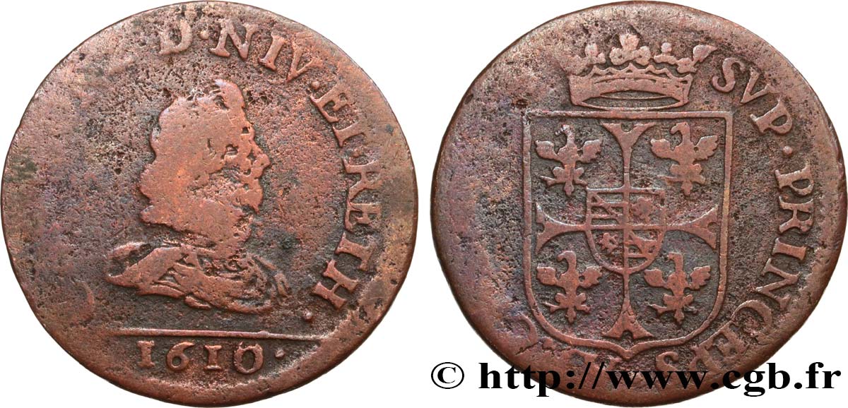 ARDENNES - PRINCIPAUTY OF ARCHES-CHARLEVILLE - CHARLES I OF GONZAGUE Liard, type 3A F