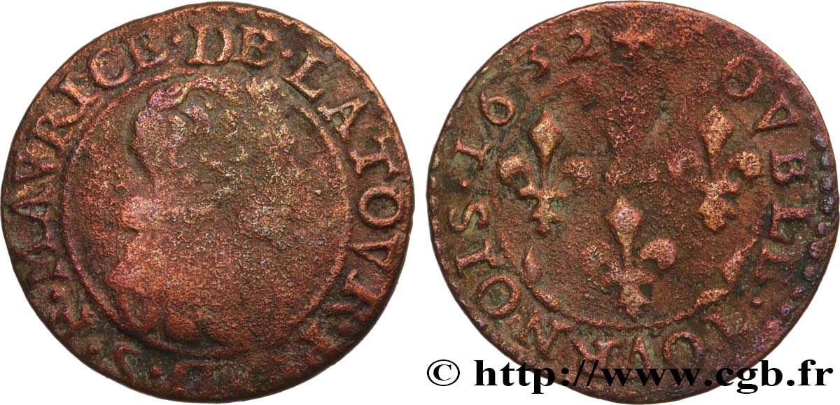 PRINCIPAUTY OF SEDAN - FREDERIC-MAURICE DE LA TOUR D AUVERGNE Double tournois, type 11 (grande collerette/petite tour) MB