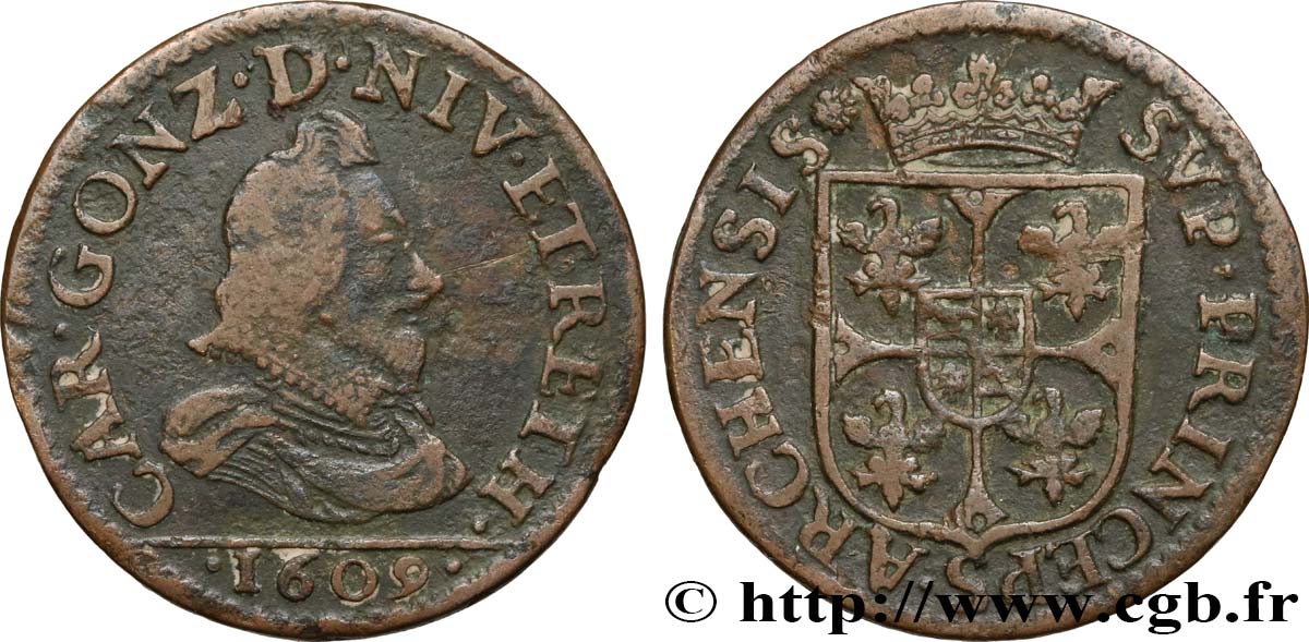 ARDENNES - PRINCIPAUTY OF ARCHES-CHARLEVILLE - CHARLES I OF GONZAGUE Liard, type 3 fSS/SS