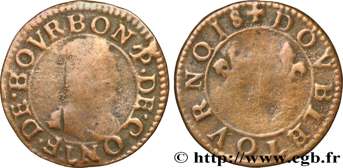 PRINCIPALITY OF CHATEAU-REGNAULT - FRANCIS OF BOURBON-CONTI Double tournois, type 18 VG