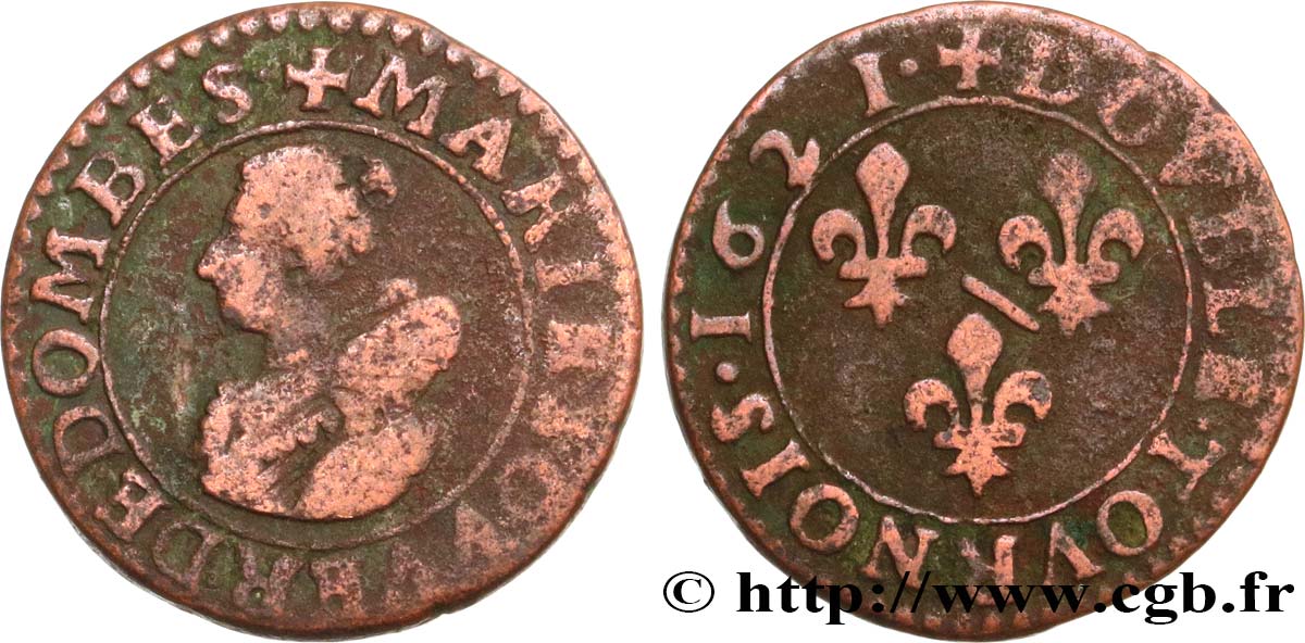 PRINCIPAUTY OF DOMBES - MARIE OF BOURBON-MONTPENSIER Double tournois VF/VF