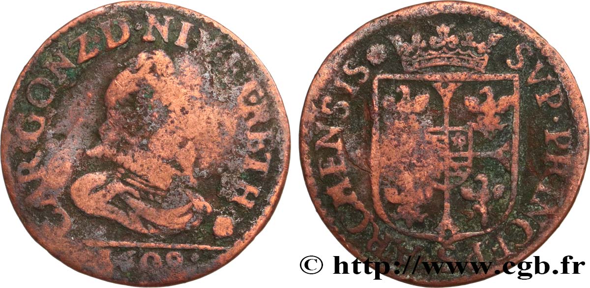 ARDENNES - PRINCIPAUTY OF ARCHES-CHARLEVILLE - CHARLES I OF GONZAGUE Liard, type 3 VG