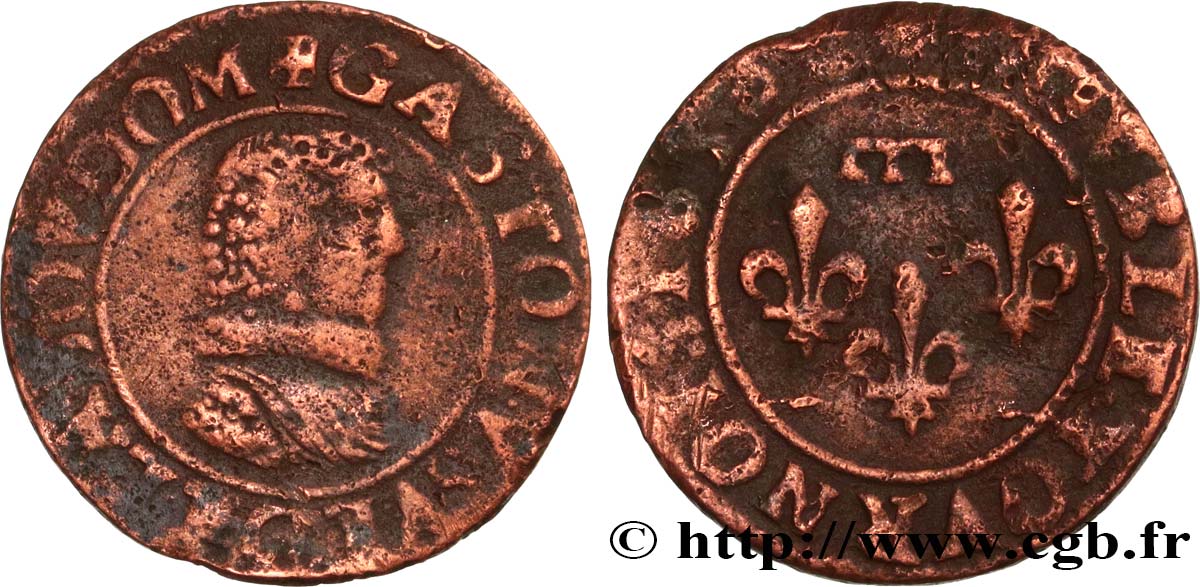 PRINCIPAUTY OF DOMBES - GASTON OF ORLEANS Double tournois, type 8 S/fS