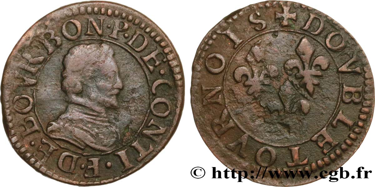 PRINCIPALITY OF CHATEAU-REGNAULT - FRANCIS OF BOURBON-CONTI Double tournois, type 18 XF/VF
