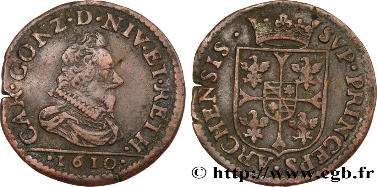 ARDENNES - PRINCIPALITY OF ARCHES-CHARLEVILLE - CHARLES I GONZAGA Liard, type 3A VF/XF