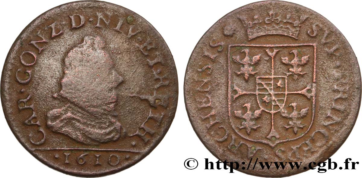 ARDENNES - PRINCIPAUTY OF ARCHES-CHARLEVILLE - CHARLES I OF GONZAGUE Liard, type 3A MB/q.BB