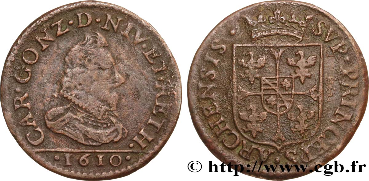 ARDENNES - PRINCIPALITY OF ARCHES-CHARLEVILLE - CHARLES I GONZAGA Liard, type 3A VF
