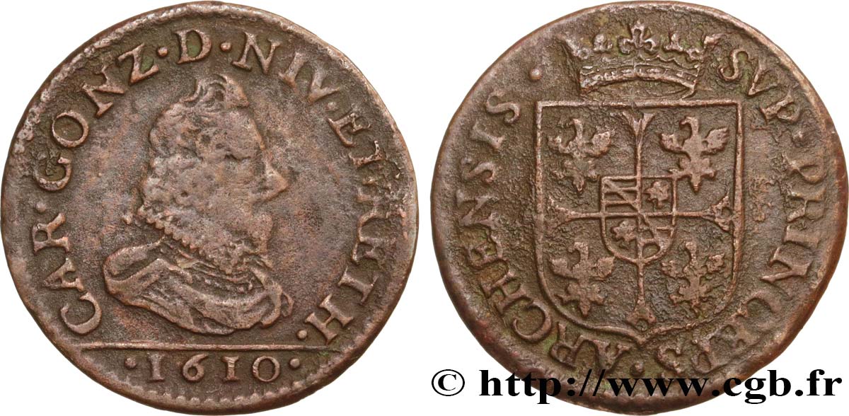 ARDENNES - PRINCIPAUTY OF ARCHES-CHARLEVILLE - CHARLES I OF GONZAGUE Liard, type 3A q.BB