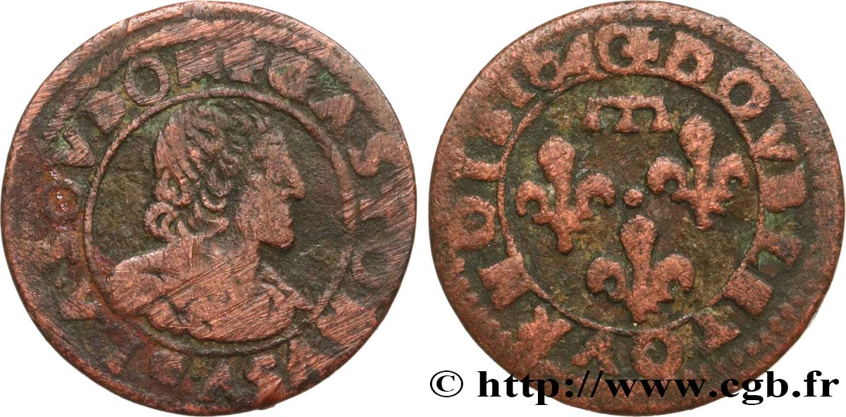 DOMBES - PRINCIPALITY OF DOMBES - GASTON OF ORLEANS Double tournois, type 14 VG/F
