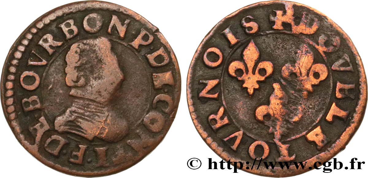 PRINCIPALITY OF CHATEAU-REGNAULT - FRANCIS OF BOURBON-CONTI Double tournois, type 18 VF