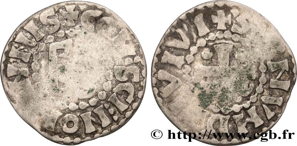 MAINE - COUNTY OF MAINE - COINAGE OF HERBERT I ÉVEILLE-CHIEN AND IMMOBILIZED IN HIS NAME Denier F