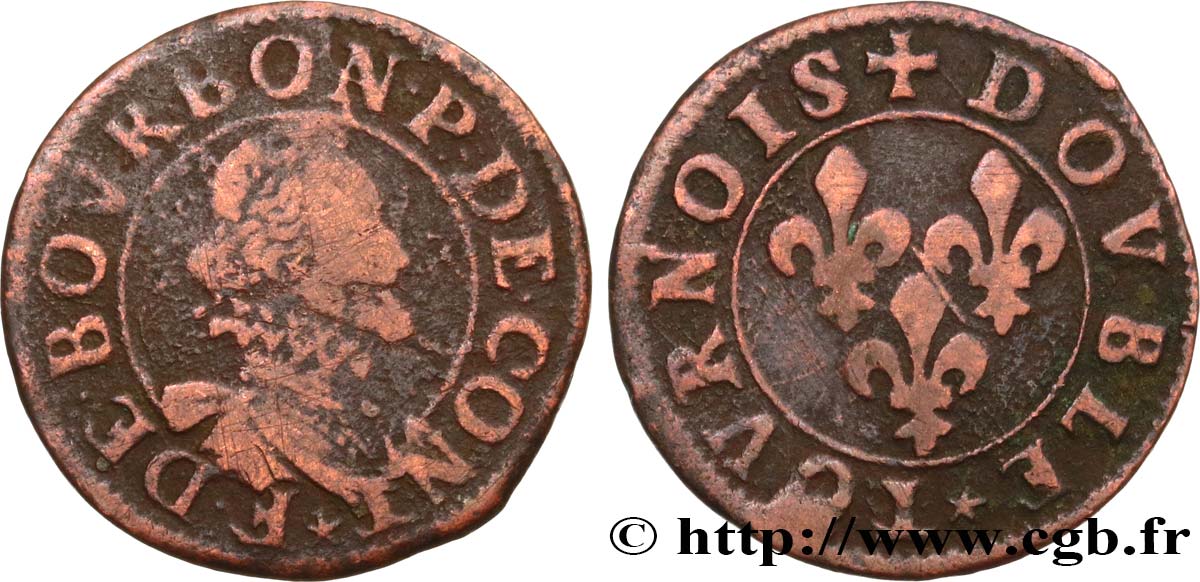 PRINCIPALITY OF CHATEAU-REGNAULT - FRANCIS OF BOURBON-CONTI Double tournois, type 14, buste A F/VF