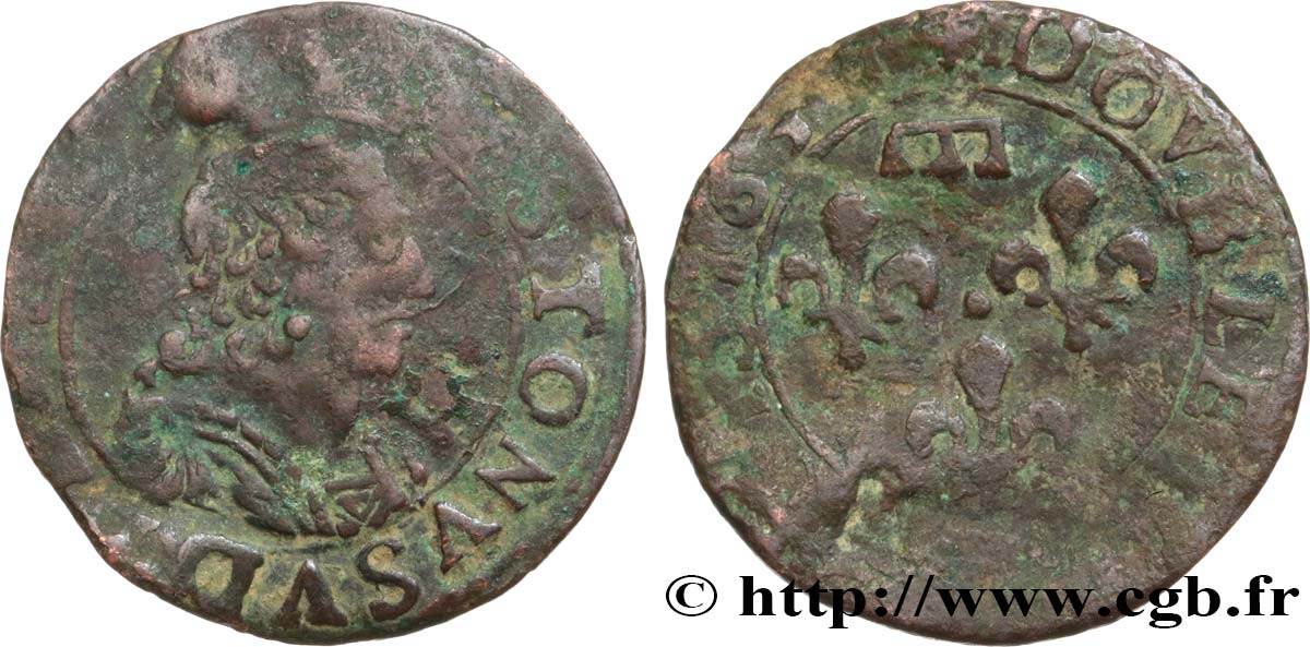 DOMBES - PRINCIPALITY OF DOMBES - GASTON OF ORLEANS Double tournois, type 12 VG