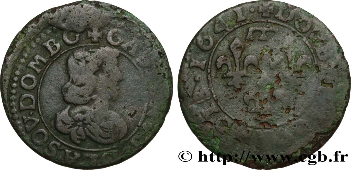 PRINCIPAUTY OF DOMBES - GASTON OF ORLEANS Double tournois, type 16 fS