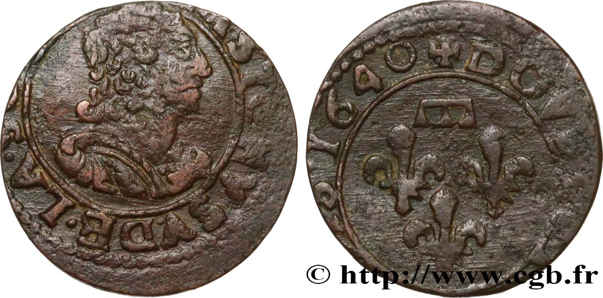 PRINCIPAUTY OF DOMBES - GASTON OF ORLEANS Double tournois, type 14 MB
