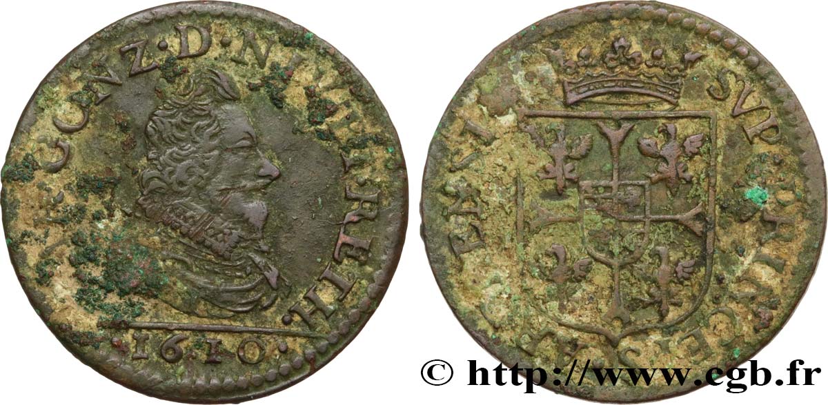 ARDENNES - PRINCIPAUTY OF ARCHES-CHARLEVILLE - CHARLES I OF GONZAGUE Liard, type 3A S