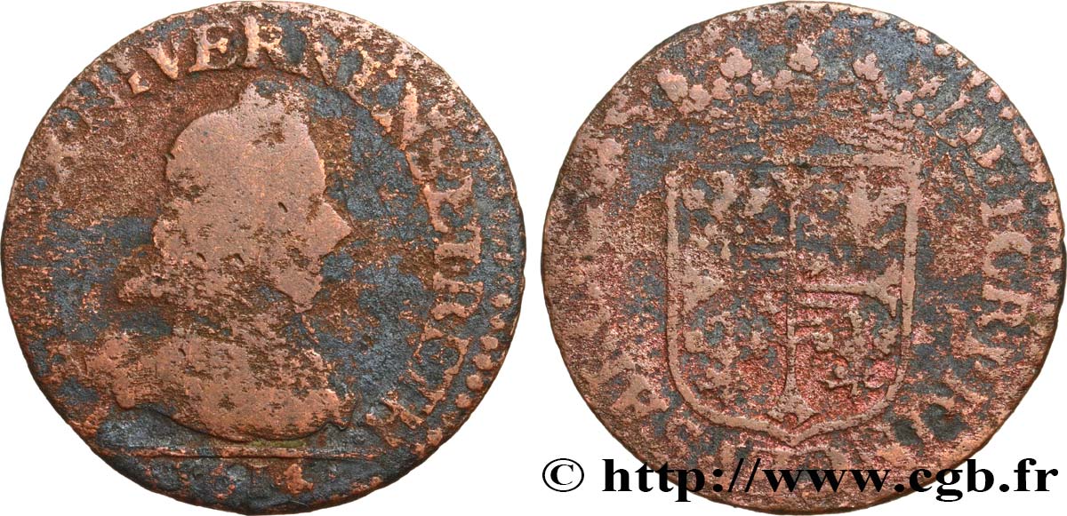 ARDENNES - PRINCIPAUTY OF ARCHES-CHARLEVILLE - CHARLES I OF GONZAGUE Liard, type 4 SGE